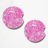 Pink Seashell Print 2.75" Car Coasters