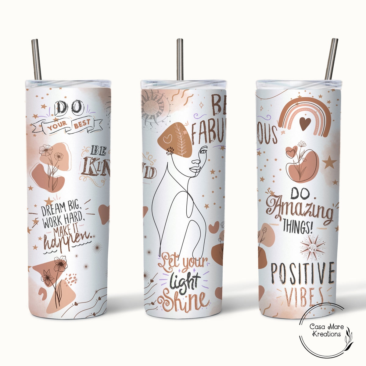 20 oz Sublimation Stainless Steel Skinny Tumbler, White with Gift Box