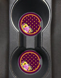 Floral Polka Dot Print 2.75" Car Coasters