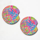 Colorful Coral Print 2.75" Car Coasters