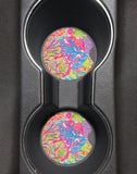 Colorful Coral Print 2.75" Car Coasters