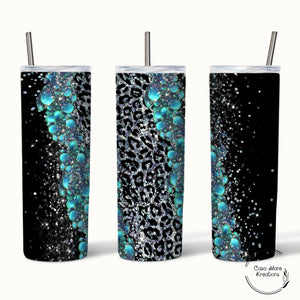 Glitter Leopard Print 20 oz. Skinny Tumbler