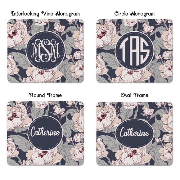 Custom Floral Mouse Pads With Monogram or Name