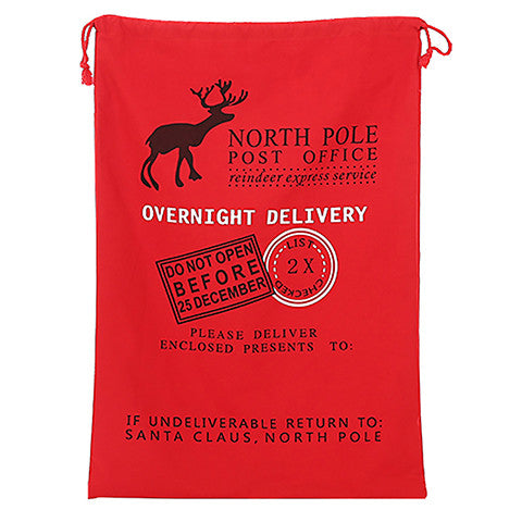 Red Overnight Delivery Reindeer Santa Sack