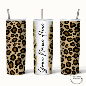 Leopard Print Name  20 oz. Skinny Tumbler