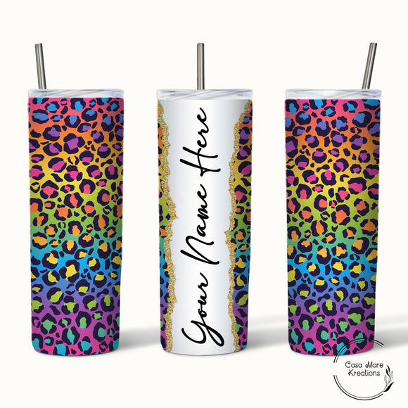 Neon Leopard Print 20 oz. Skinny Tumbler