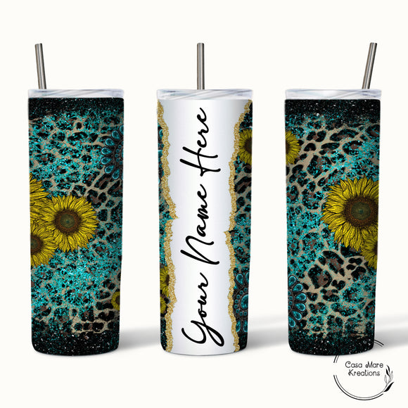 Sunflower Leopard Print 20 oz. Skinny Tumbler