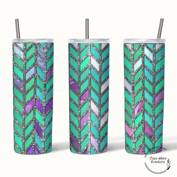 Lavender and Aqua Tanagram 20 oz. Skinny Tumbler