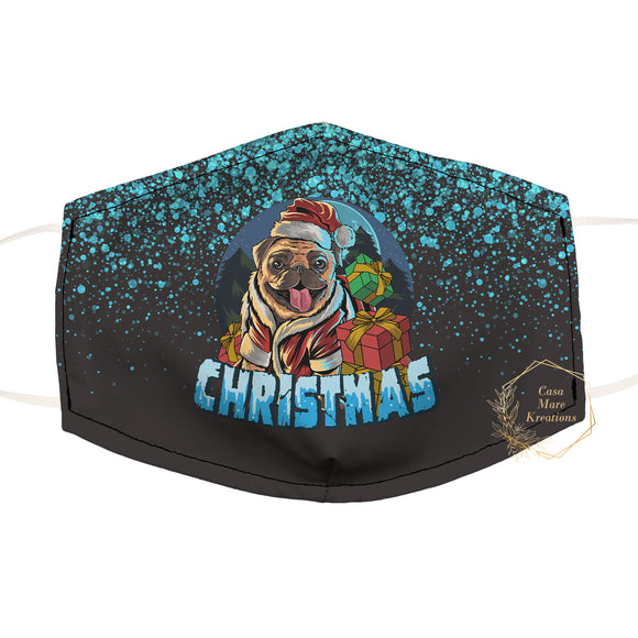 Pug Christmas Face Mask